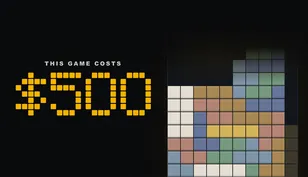 Steam main capsule, 1232 by 706 pixels: the THIS GAME COSTS $500 logo beside a stacked game board.